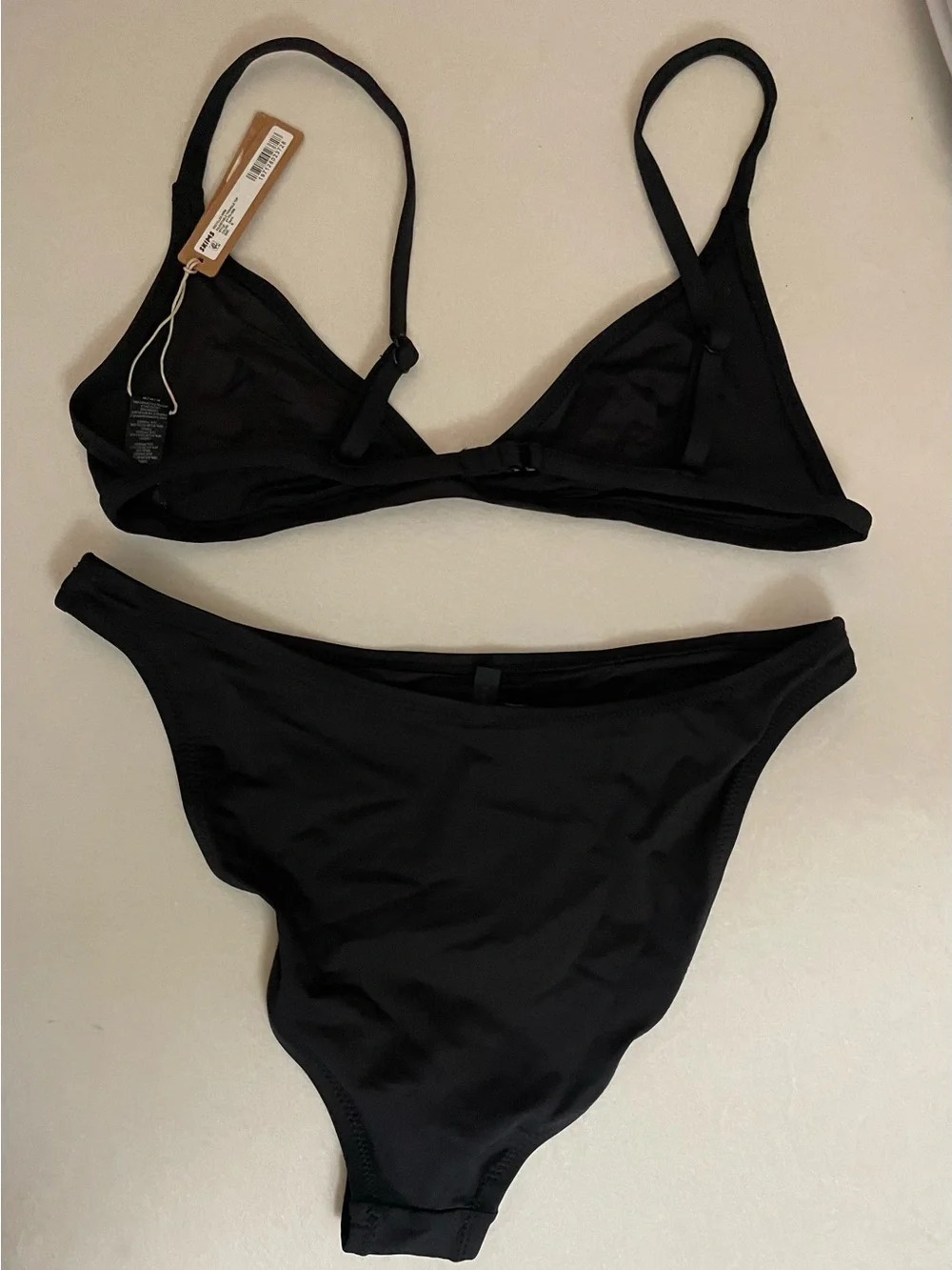 Skims 2Pc SET NWT Adjusted Triangle Bikini Top & Bottoms Black Onyx Size M